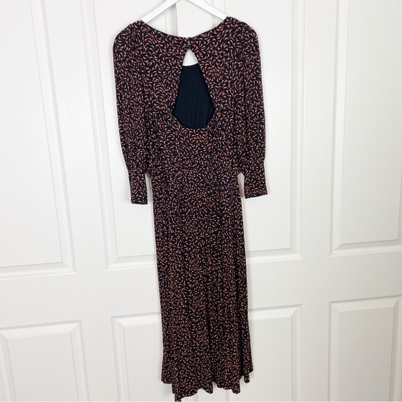 Anthropologie Maeve Chatham Geo Print Jersey Knit Midi Dress Cutout Back Sz M - Picture 7 of 13